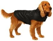 Hundemantel Winter &ndash; Sergio Schwarz &ndash; A:45cm &ndash; Kunstleder &ndash; Mit Fleecefutter