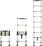 VEVOR Teleskopleiter, 2,6 m Lange, Ausziehleiter aus Alu,klappbare Leiter mit