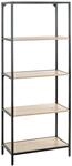 HAKU Regal Eiche hell, schwarz, MDF, Metall - Ma&szlig;e: B 64 x H 167 x T 35 cm,...