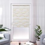 K-Home Klemmfix Doppelrollo Madrid ohne Bohren Bedruckt Welle Beige 120 x 150...