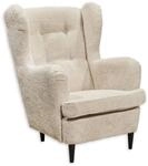OSKAR Ohrensessel mit gekn&ouml;pfter Polsterung, Ivory - Vintage Wohnzimmer Sessel mit