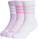 adidas Unisex Kids 3STRIPES CUSHIONED SPORTSWEAR CREW SOCKS 3 PAIR PACK, powder