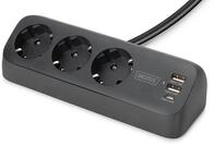 DIGITUS Steckdosenleiste mit USB &ndash; 1x USB-C, 2X Typ-A &ndash; 3X...