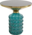Kare Design Beistelltisch Lola Blau, blau, rund, Durchmesser 35 cm, Glassockel,