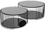 Kare Design Couchtisch Wire Double 2er Set, Schwarz, 63cm Durchmesser,