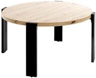 HAKU Couchtisch Eiche hell, schwarz, MDF, Metall - Ma&szlig;e: H 42 x &Oslash; 75 cm,...