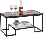 VEVOR Couchtisch Beistelltisch aus geh&auml;rtetem Glas mit Beleuchtung, rechteckiger