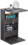 RICOO Kleiner Beistelltisch Holz 35 x 60 x 40 cm WM042-BG Couchtisch mit Stauraum