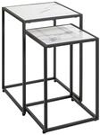 HAKU Beistelltische 2er Set schwarz wei&szlig; Kunstmarmor Metall Couchtisch Sofatisch -