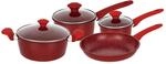 Herzberg,HG04715-RED, Antihaft-Kochgeschirr-Set, W&auml;rmespeicherung, ergonomische