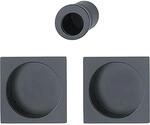 HOPPE 11699310, schwarz matt Schiebet&uuml;rmuschel Set 4921-ohne Schloss, eckige Rosette