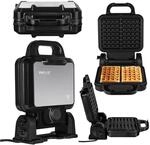 ZEEGMA GOFREE CHEF PRO Waffeleisen, hohe Leistung 1200 Watt, f&uuml;r belgische Waffeln,