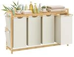 SONGMICS W&auml;schekorb 4 F&auml;cher, Bambus, W&auml;schesammler 200 L, W&auml;schesortierer, mit