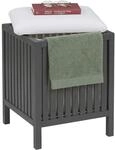 Relaxdays W&auml;schekorb zum Sitzen, Walnuss, gepolsterter Deckel, HxBxT: 51 x 38...