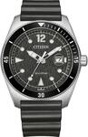 Citizen Eco-Drive Herrenuhr Edelstahl, Schwarz, 43 mm, AW1889-00E