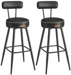 VASAGLE EKHO Kollektion - 360&deg; drehbarer Barhocker, 2er Set, Hocker mit R&uuml;ckenlehne