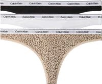 Calvin Klein Damen 3er Pack Strings mit Logobund, Mehrfarbig (Black/Classic