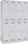 Bisley LIGHT Garderobenschrank, Metall, Lichtgrau, 4 Abteile. 8 F&auml;cher