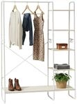 Relaxdays Kleiderst&auml;nder, 6 Ablagen, Kleiderstange, 6 Haken, Holzoptik, HBT