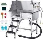 VEVOR Hundewaschstation aus Edelstahl, 870x488x1025 mm Tierpflegewanne mit