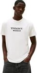 Tommy Jeans Herren T-Shirt Kurzarm Bills Font mit Rundhalsausschnitt, Wei&szlig; (Ecru), S