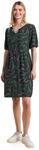 Street One Damen Knielanges Kleid mit Split Neck und Print