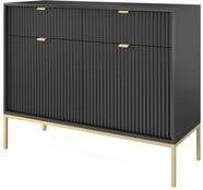 Selsey Vellore - Sideboard Kommode 2-t&uuml;rig mit 2 Schubladen, Schwarz mit...