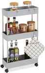 Relaxdays Nischenwagen, Kunststoff, HBT: 70 x 15,5 x 40,5 cm, schmales...