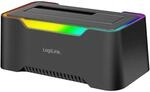 LogiLink USB-C (3.2 Gen1) Docking Station f&uuml;r 2.5" & 3.5" SATA HDD/SSD, mit RGB