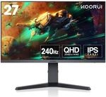 KOORUI Gaming Monitor 27 Zoll - WQHD Bildschirm PC, 240Hz, 1ms, Adaptive-Sync, Gsync