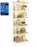 VASAGLE B&uuml;cherregal mit 6 Ebenen, Standregal mit Einstellbarer LED-Beleuchtung,