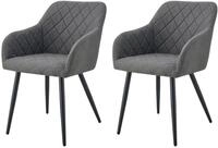 xonox.home &ndash; 4 Fu&szlig; Stuhl Lea mit Armlehne 56x83x60 cm Anthrazit 2er Set &ndash;