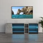 Mondeer LED TV Schrank, Spanplatte der Klasse E1, Geh&auml;rtetes Glas, Schwarz und...