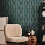 A.S. Cr&eacute;ation Tapete Art Deco Petrol Blau Gold Metallic- Architects Paper Arcade