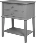 Dorel Home Furnishings Franklin | Tisch mit 2 Schubladen aus grauem MDF