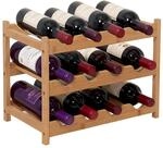 Relaxdays Weinregal, 12 Flaschen, Bambus, HBT 30 x 45 x 23,5 cm, Weinhalter...