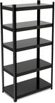 Relaxdays Schwerlastregal, HBT: 150x75x30 cm, 5 Ebenen, Stahl, schwarz