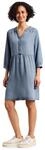 Street One Damen Knielanges Kleid mit R&uuml;schen im Denim-Look