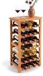 Relaxdays Weinregal, 28 Flaschen, Walnussholz, HBT 94 x 47 x 26 cm, Weinhalter...