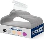 SereneLife Graue Kleiderb&uuml;gel Samt 100 St&uuml;ck, Kleiderhaken f&uuml;r Aufbewahrung &