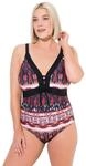 Ulla Popken Damen gro&szlig;e Gr&ouml;&szlig;en &Uuml;bergr&ouml;&szlig;en Plus Size Badeanzug, Schn&uuml;rung,