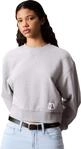 Calvin Klein Damen Sweatshirt Badge Logo Cropped, Grau (Bc06 Grey Heather), XS