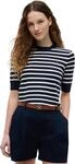 Tommy Hilfiger Damen Pullover Jersey Kurzarm, Mehrfarbig (Dark Night Navy/Ivory...