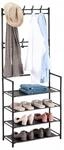 Relaxdays Garderobenst&auml;nder, 4 Schuhablagen, 2 Hakenleisten, Flurgarderobe...
