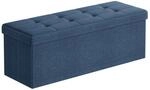 SONGMICS Sitzhocker mit Stauraum, klappbare Sitzbank, 38 x 110 x 38 cm Fu&szlig;bank,