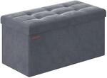 SONGMICS Sitzhocker mit Stauraum, klappbare Sitzbank, 38 x 76 x 38 cm Fu&szlig;bank,