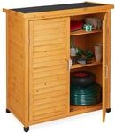 Relaxdays Gartenschrank, 3 F&auml;cher, Flachdach mit Neigung, Doppelt&uuml;r, HBT: 97...