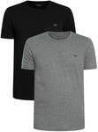 Emporio Armani 2er-Pack Crew Neck T-Shirt, Grau meliert/Schwarz, Gr&ouml;&szlig;e M