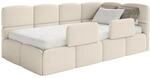 Selsey Jugendbett 120x200cm Hellbeige Boucl&eacute; Stoff mit Stauraum und Lattenrost,