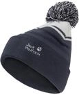Jack Wolfskin Unisex Kinder Stripy Pompom K Beanie-M&uuml;tze, Dark Navy, S EU